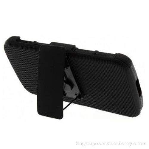 PC+Silicone Hybrid Phone Case with Swivel Belt-Clip and Kickstand for Samsung i537